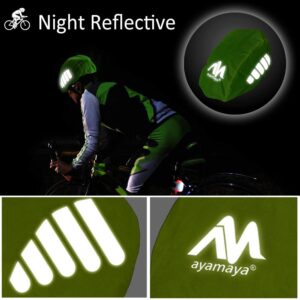 ayamaya Bike Helmet Cover with Reflective Strip, High Visibility Waterproof Cycling Bicycle Helmet Rain Cover Windproof Dustproof Breathable Road Bicycle Helmet Water Cover Ride Gear