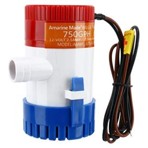 amarine made bilge pump, 12v boat pump 750gph marine boat bilge pumps, submersible boat water pump for ponds, pools, fishing boats, rv and marine use