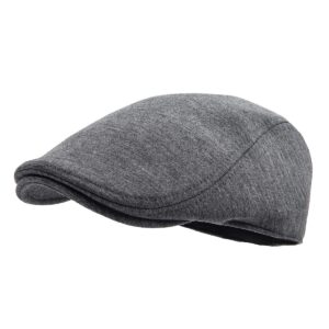 feinion men cotton newsboy cap soft fit cabbie hat (dark grey)