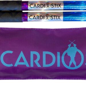 CardioStix Bundle Plus Weighted(1 pair) 5oz per pair American Hickory Wood Cardio Drum Sticks 2B 16 Inches long w/grip;| For drumming, fitness, exercises(blue/silver/purple)