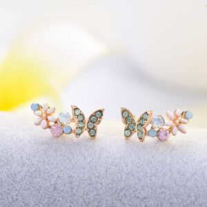 YOQUCOL Clear AB Multiple Colors Austrian Crystal Butterfly Climber Cute Earrings Ear Vine Wrap For Women