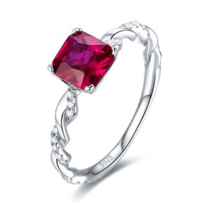 merthus 7x7mm square shape simulated ruby 925 sterling silver twist rope band ring for women size 9