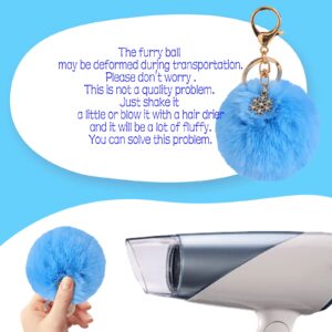 Kinglighten Pom Pom Keychain Fluffy Keychain Purse Bag Charm Fluffy Ball Key Chain for Women (pale pinkish grey)