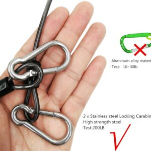 10ft-150LB Retractable Fishing Coiled Lanyard Stainless Steel Inside Heavy Duty Fishing Safety Rope Rod Leash Extension Cord Tether for Deep Sea Fishing Tools Rod Kayak Paddles