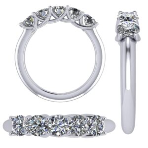 NANA Jewels Lucita Anniversary Ring Simulated Diamond Zirconia Wedding Band 5 Stone 3.5mm - Sterling Silver Size 7