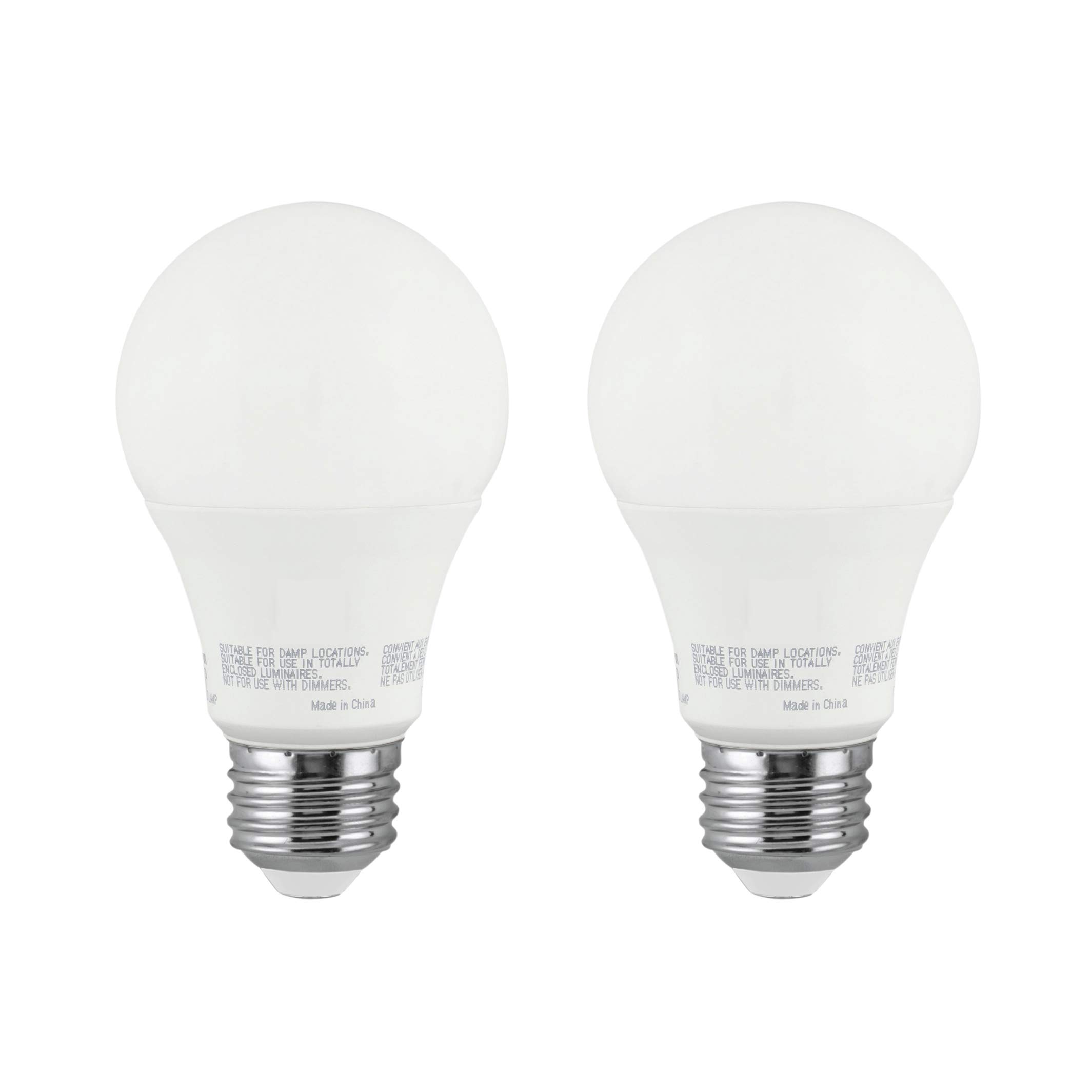 LED A19 3 Way Light Bulb, 4W/8W/14W, (40W/60W/100W Equivalent), 3000K Bright White, E26 Medium Base, 120V, Energy Star, (2 Pack)