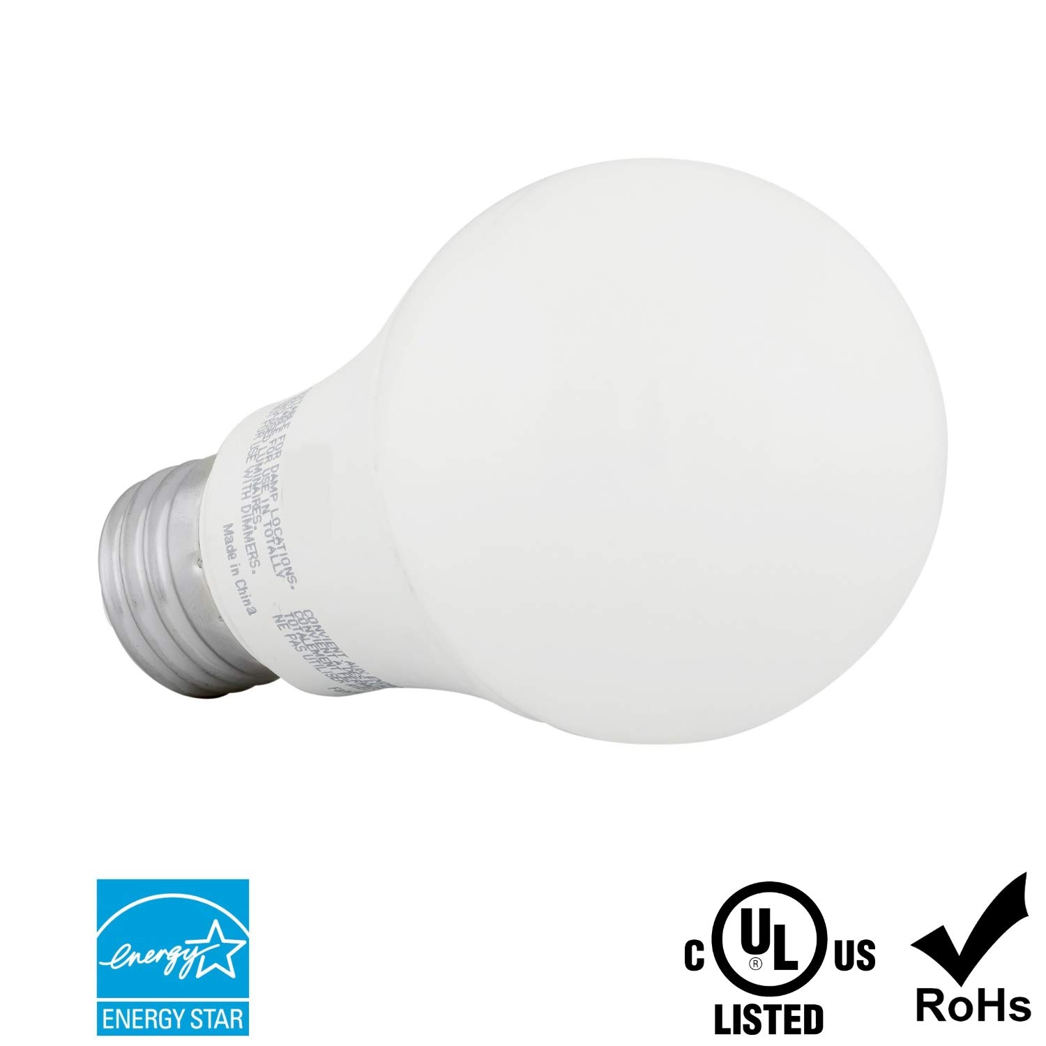 LED A19 3 Way Light Bulb, 4W/8W/14W, (40W/60W/100W Equivalent), 3000K Bright White, E26 Medium Base, 120V, Energy Star, (2 Pack)