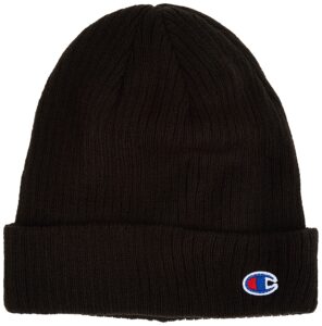 champion logo cuff beanie, black/red/blue, one size