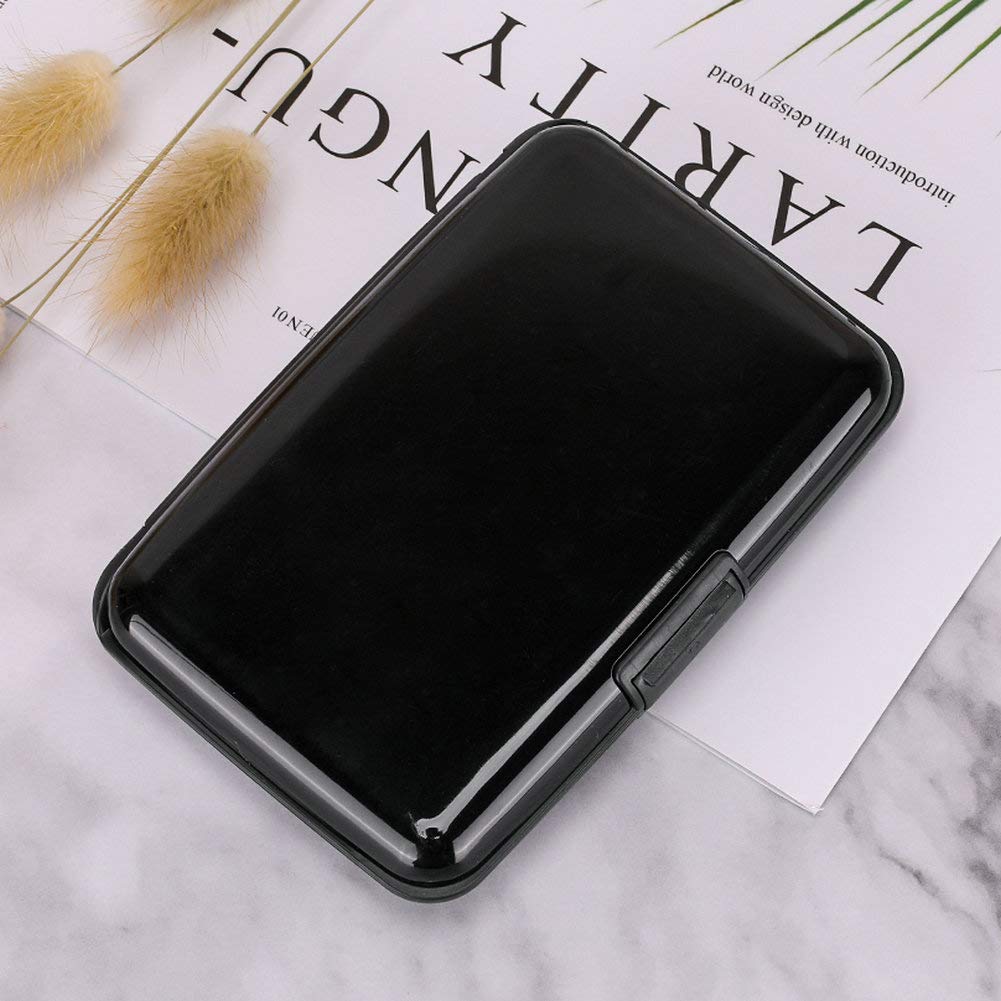 ELFISH RFID Blocking Credit Card Protector Aluminum ID Case Hard Shell Business Card Holders Metal Wallet for Men or Women (Black)