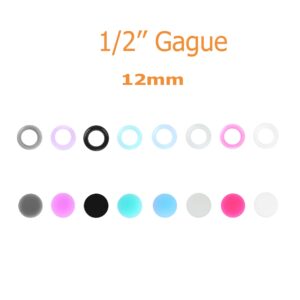 Jusway Silicone Ear Plugs Gauge Stretching Kit Ear Stretchers Lobe Ear Piercings 1/2 Gauges (32PCS)