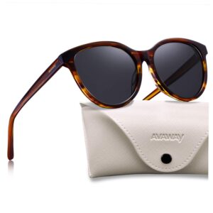 avaway acetate polarized sunglasses women trendy 2024 uv protection brown tortoise round sun shades vintage ladies sunnies