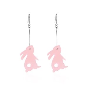 Pingyongchang Cute Animals Rabbit Bunny Acrylic Dangle Drop Harajuku Lightweight Earrings for Women Easter Jewelry Birthday Gift