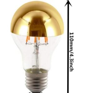 K JINGKELAI Half Chrome Light Bulb A60 6W(60W Equivalent) LED Filament Vintage Edison Bulb with Half Chrome Gold,for Home Lighting,Warm White 2700K,4 Pack