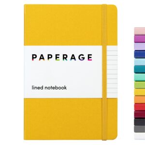 paperage lined journal notebook, (mustard yellow), 160 pages, medium 5.7 inches x 8 inches - 100 gsm thick paper, hardcover