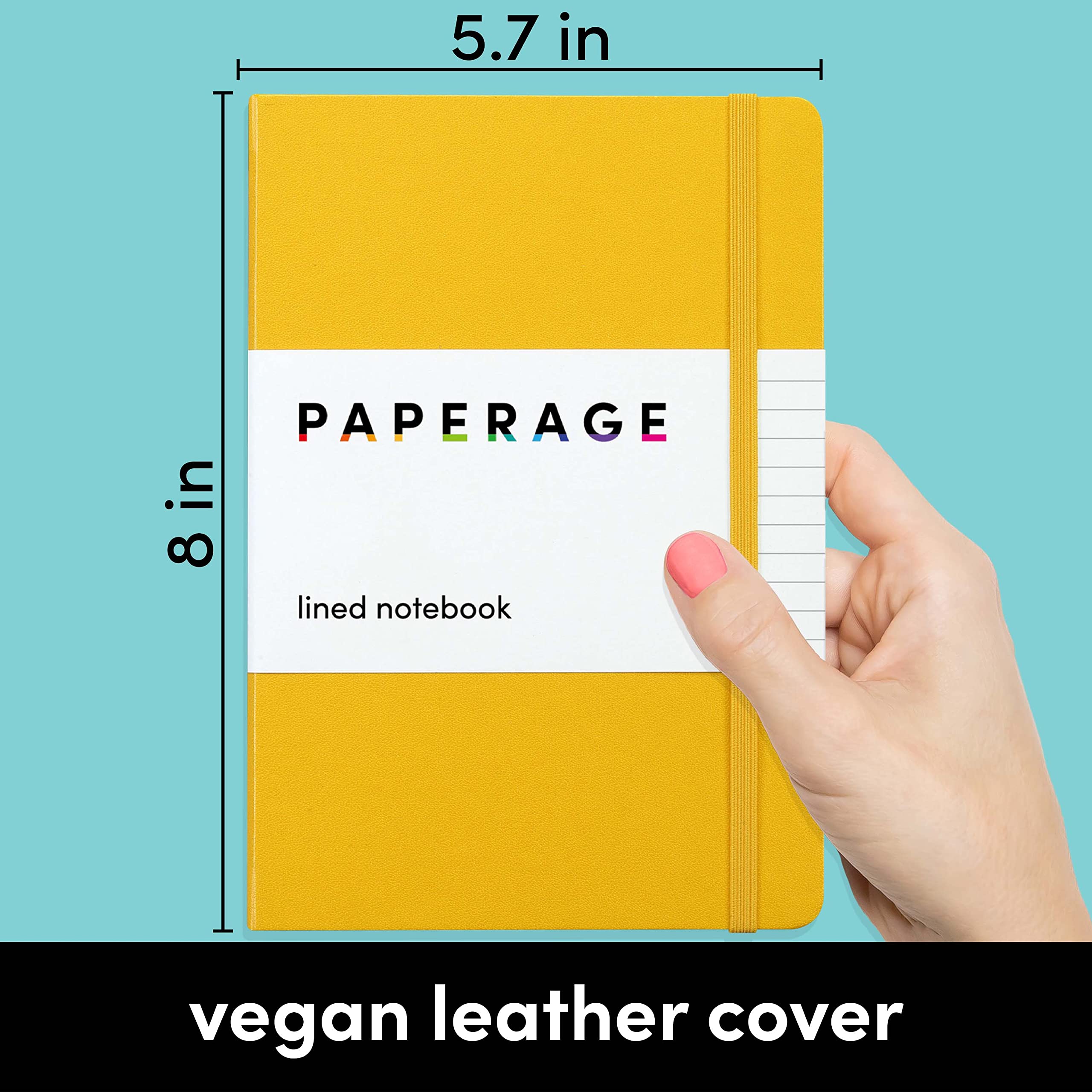 PAPERAGE Lined Journal Notebook, (Mustard Yellow), 160 Pages, Medium 5.7 inches x 8 inches - 100 GSM Thick Paper, Hardcover