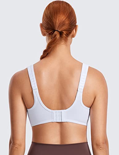 SYROKAN Women's Max Control Underwire Sports Bra High Impact Plus Size with Adjustable Straps White 40C