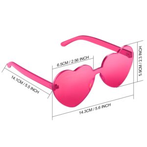 Maxdot 3 Pieces Heart Shaped Sunglasses Candy Color Rimless Heart Glasses for Women Colorful Summer Party Favors(Pink, Rose Red, Red)