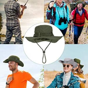 Boao 2 Pieces Sun Hats for Men Women Wide Brim Safari Bucket Hat Boonie Hat UV Protection Fishing Hiking Summer(Black, Khaki)