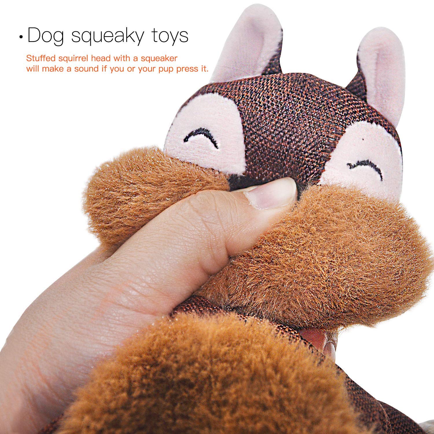 Durable Dog Toys for Aggressive Chewer Squeaky Indestructible Puppy Toys Tough Dog Squeaky Toys No Stuffing Crinkle Dog Toy, Rope Knots Puppy Chew Teething Toys, Sturdy Squirrel Interactive Pet Toy