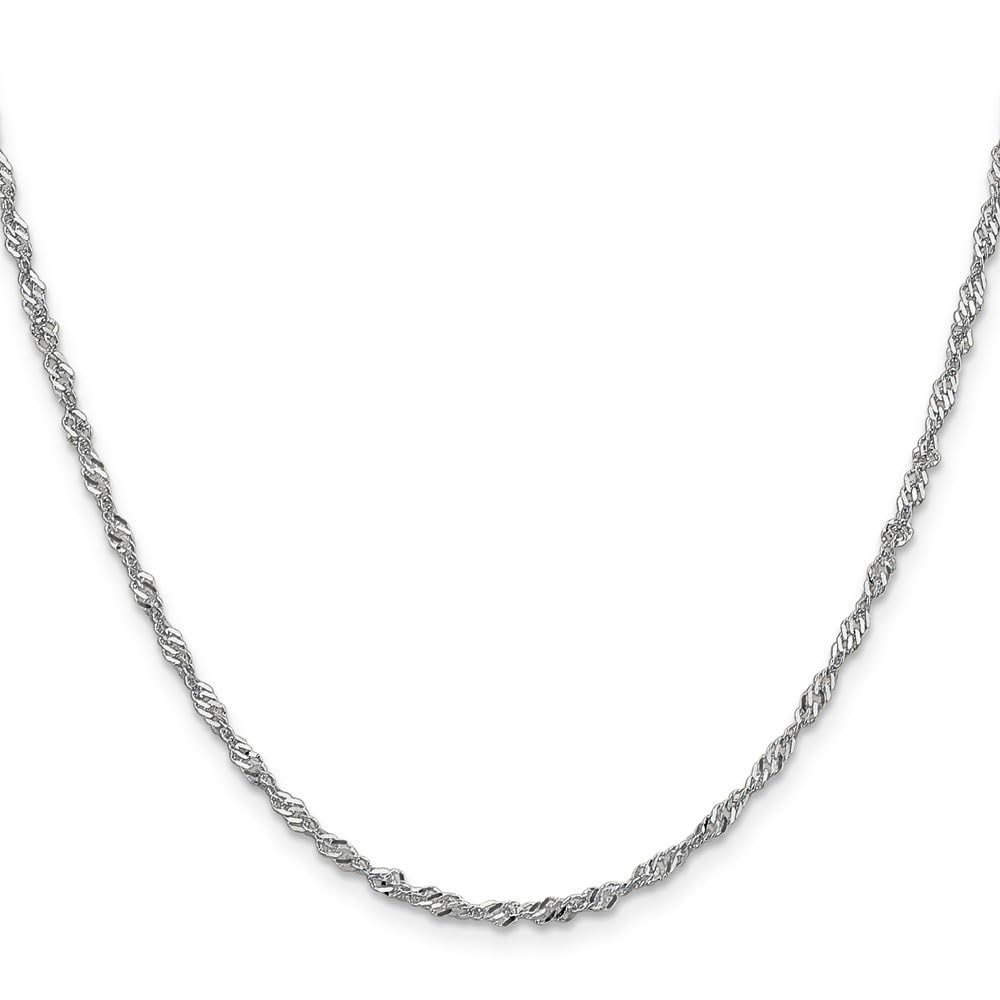 Diamond2Deal 14k White Gold 2mm Singapore Chain Necklace 20" Necklace 3.99g