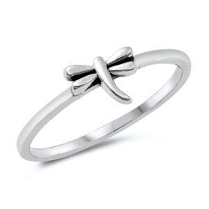 classic simple dragonfly nature garden ring new .925 sterling silver band size 7