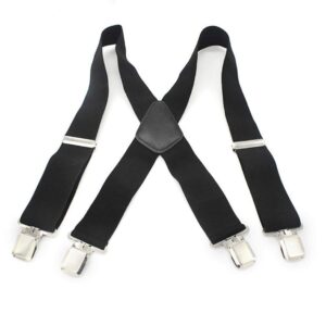 Sold_By_Cheapnwork Mens Braces Suspenders Black 50mm (Width) X Back Heavy Duty Biker Snowboard Trousers Elastic Tuxedo Pant