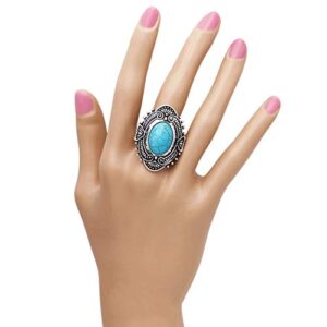 Rosemarie Collections Women's Southwest Style Turquoise Concho Stretch Ring