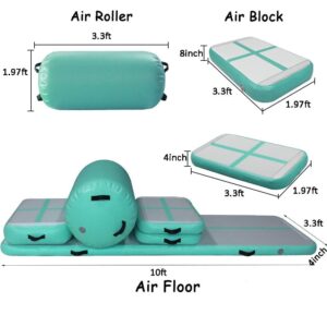 AKSPORT 5pcs Set of Inflatable Gymnastics Air Mat Tumble Track Tumbling Mat Floor Mats with Electric Air Pump for Home Use/Training/Cheerleading/Beach/Park and Water