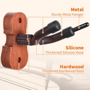 Violin Wall Mount Violin Hanger Mahogany Violin Viola Stand with Bow Hook