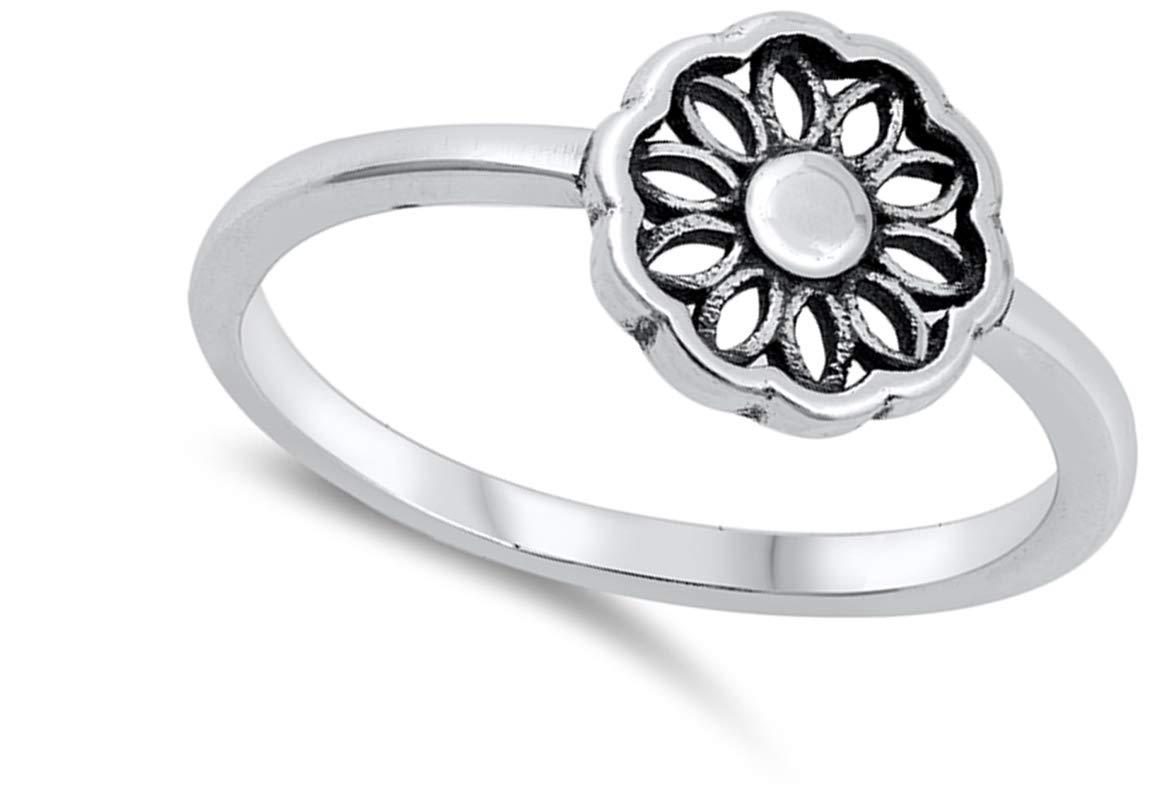 Beautiful Cutout Sunflower Ring New .925 Sterling Silver Band Size 6