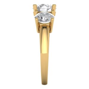 Clara Pucci 3.25 ct Round Cut Solitaire 3 stone Moissanite Designer Anniversary Bridal Engagement Ring 14k Yellow Gold