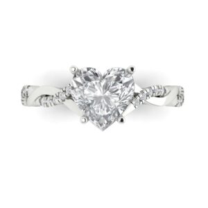 clara pucci 2.19 ct heart cut criss cross solitaire halo moissanite designer anniversary bridal engagement ring 14k white gold 6