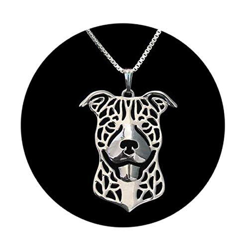 Pit Bull Dog Sterling Silver Necklace by Ginger Lyne Ears Down Puppy Dog Pet Pendant Box Chain Doggie Animal Paw Print Heart Jewelry for Pit Mom