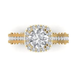 Clara Pucci 1.95 ct Round Cut Solitaire Halo Stunning Moissanite Designer Anniversary Bridal Engagement Ring 14k Yellow Gold 10