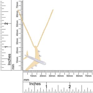 AFFY 14k Yellow Gold Over Sterling Silver Two Tone Airplane Pendant Necklace