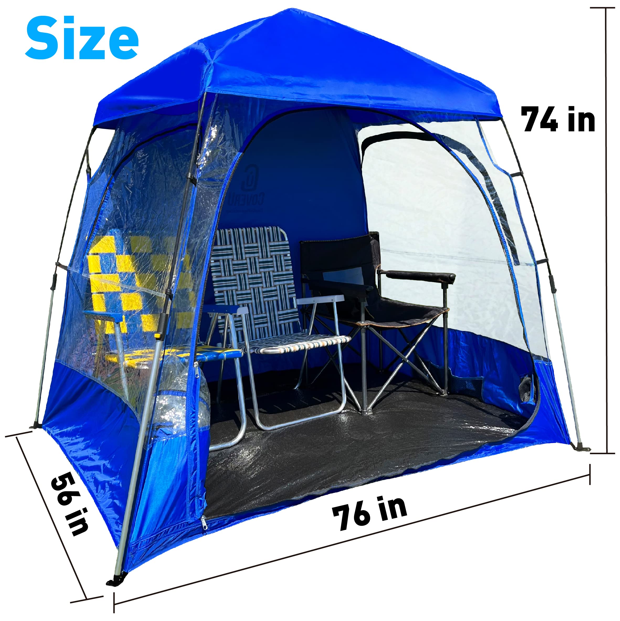 CoverU Sports Tent Pod – Pop Up 2 Person Cold Climate Canopy Shelter – BLUE – Patented