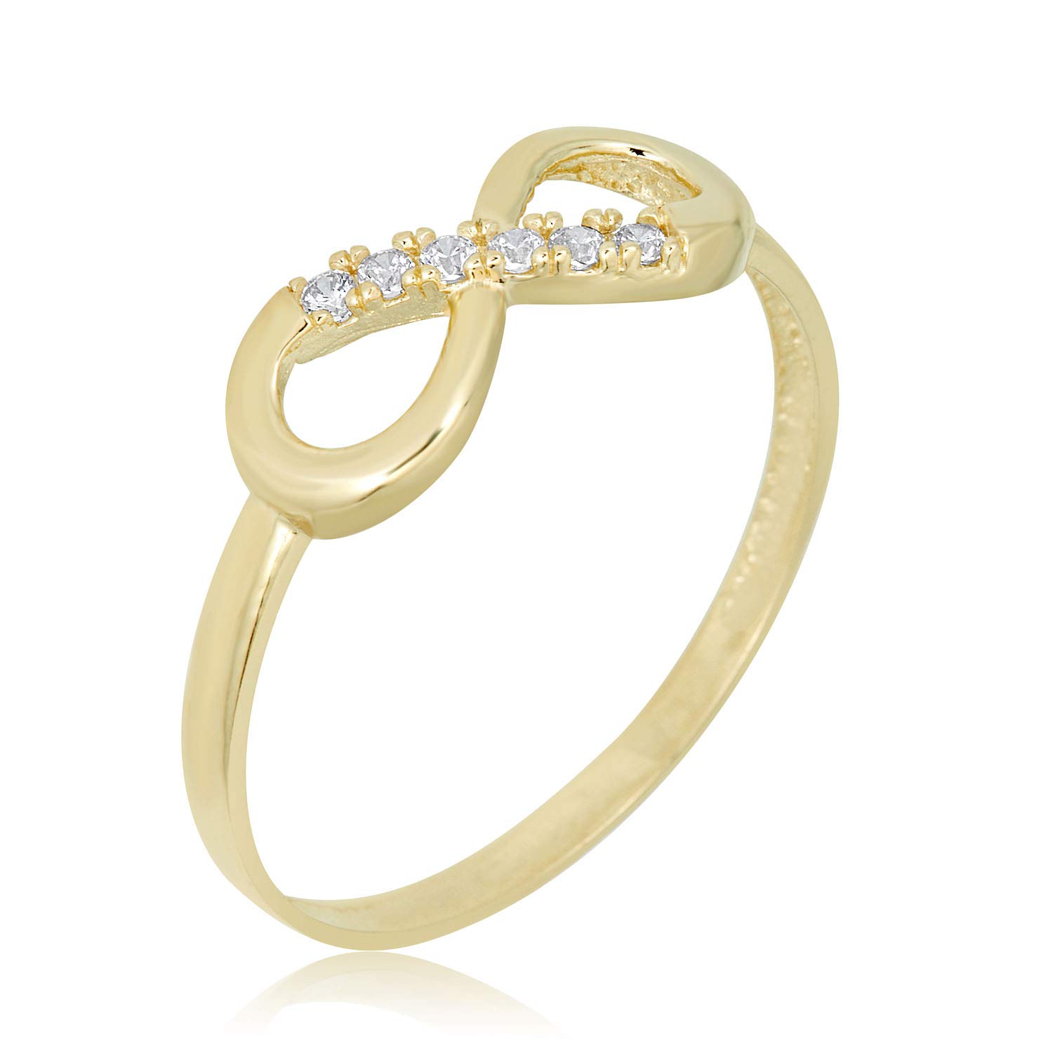 AVORA 10K Yellow Gold Simulated Diamond CZ Infinity Fashion Ring - Size 7.5