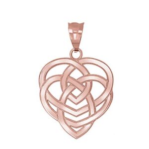 Elegant 10k Rose Gold Celtic Motherhood Knot Pendant Necklace, 22"