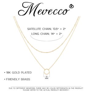 MEVECCO Gold Layered Choker Necklace for Women,18K Gold Plated Cute Dainty Karma Round Circle Disc Charm Small Beaded Satellite Chain Minimalist Choker Necklace