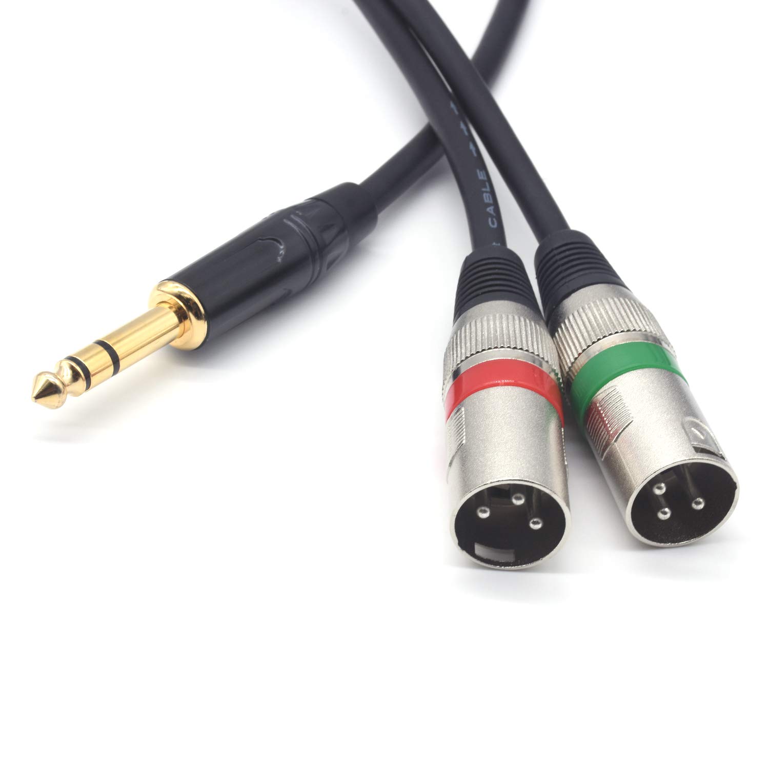 SiYear 10FT 6.35mm (1/4inch) TRS Male Plug to 2 Dual XLR Male Stereo Unbalanced Y Splitter Patch Microphone Cable Cord （3M）