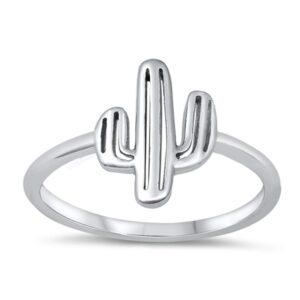 cute southwestern boho cactus plant ring new 925 sterling silver band size 9