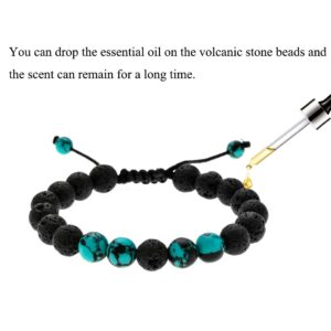 LUBINGSHINE 8mm Lava Rock Bracelet Braided Rope Natural Stone Yoga Bracelet Bangle for Men Women