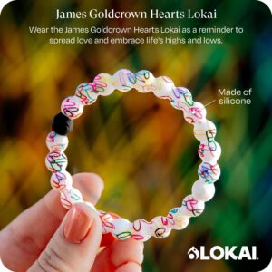 Lokai Silicone Beaded Bracelet for Women & Men, Artist Collection - James Goldcrown Hearts, (Medium, 6.5 Inch Circumference) - Jewelry Fashion Silicone Bracelet Slides-On, Comfortable Fit