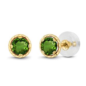 gem stone king 14k yellow gold round gemstone birthstone earrings | round 4mm | gold stud earrings for women