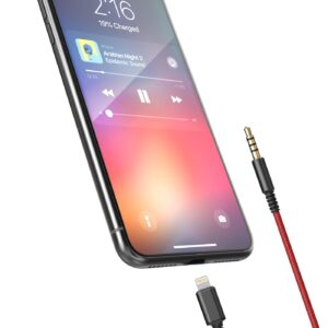 (Apple MFi Certified) Replacement Headphone Cable with iPhone Lightning Connector (3.5mm) Audio Aux Cord with Mic & Volume Control Remote (Compatible with Beats/Sony/Sennheiser and Audio Tech)