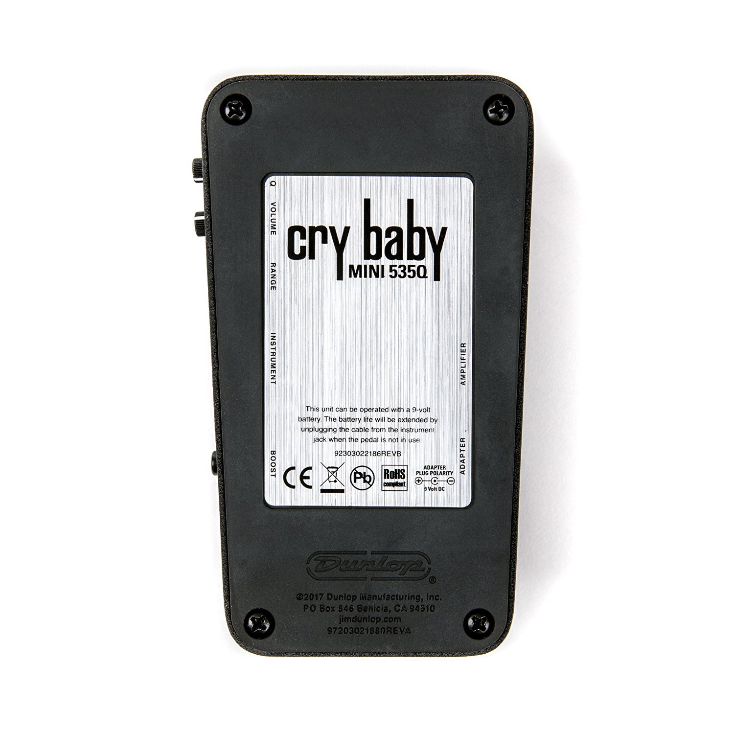 Dunlop CBM535Q Cry Baby Q Mini Wah Effects Pedal Bundle with Dunlop ECB-003 9-volt AC Adapter