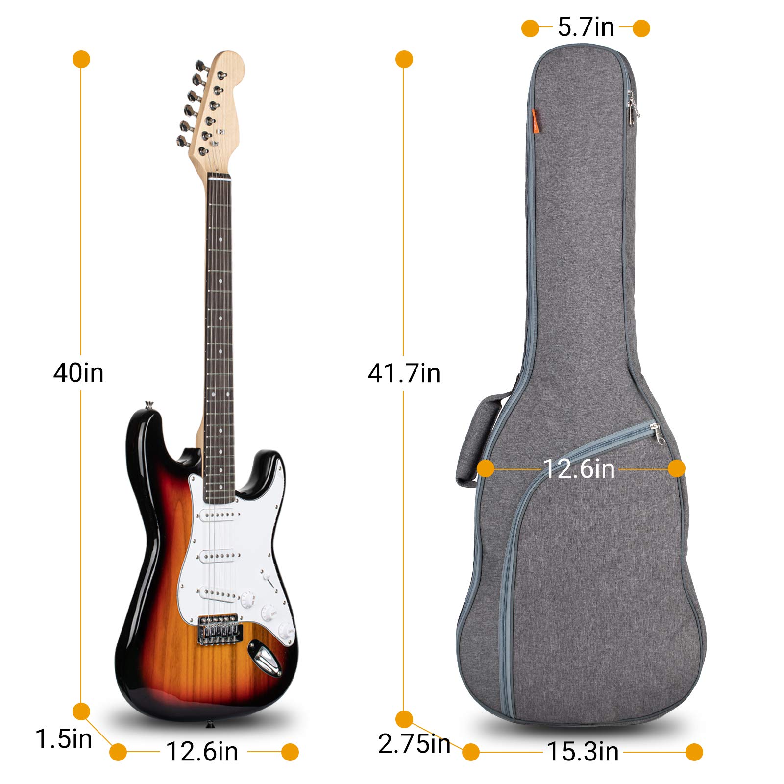 CAHAYA Electric Guitar Bag Padded Electric Guitar Gig Bag Case 0.35in Padding Dual Adjustable Shoulder Strap Electric Guitar Case CY0175