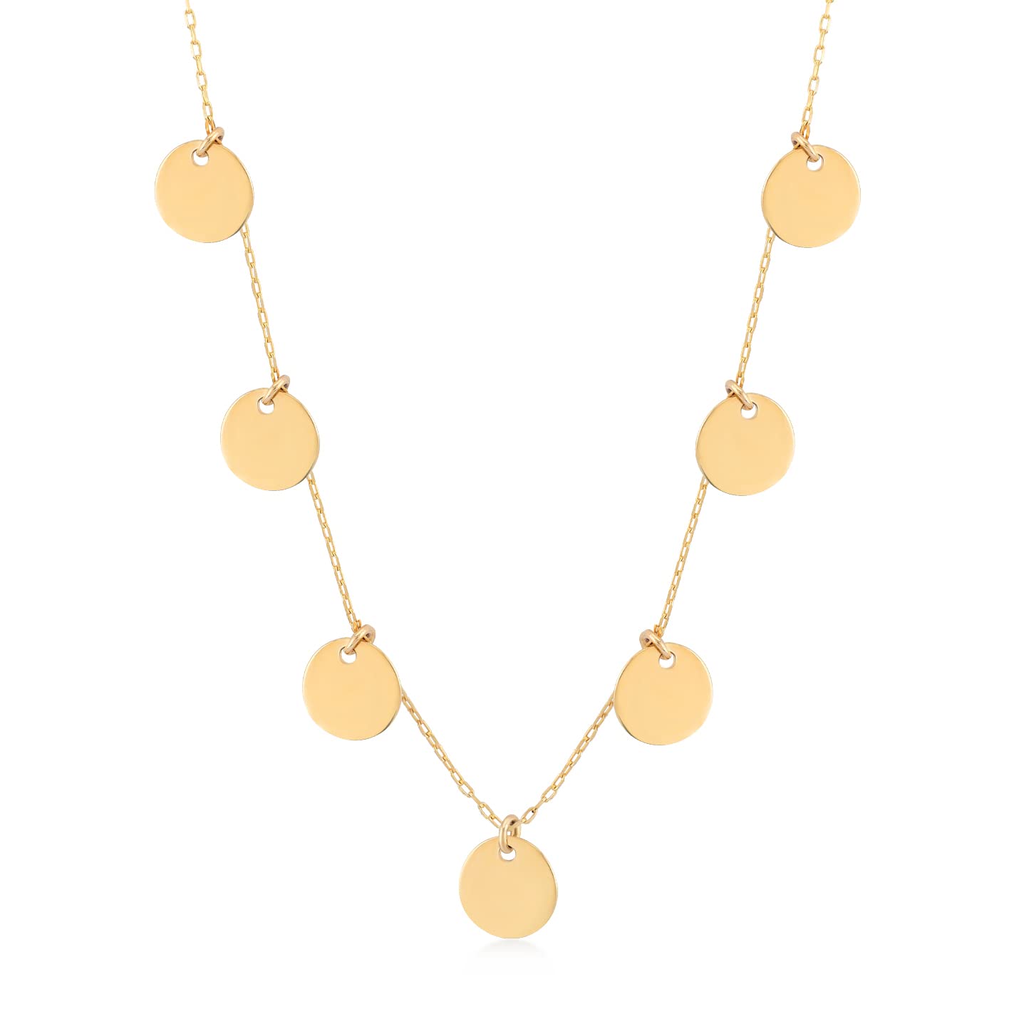 GELIN Disc Station Necklace in 14K Solid Gold | 14k Yellow Gold Station Necklace for Women, 18"