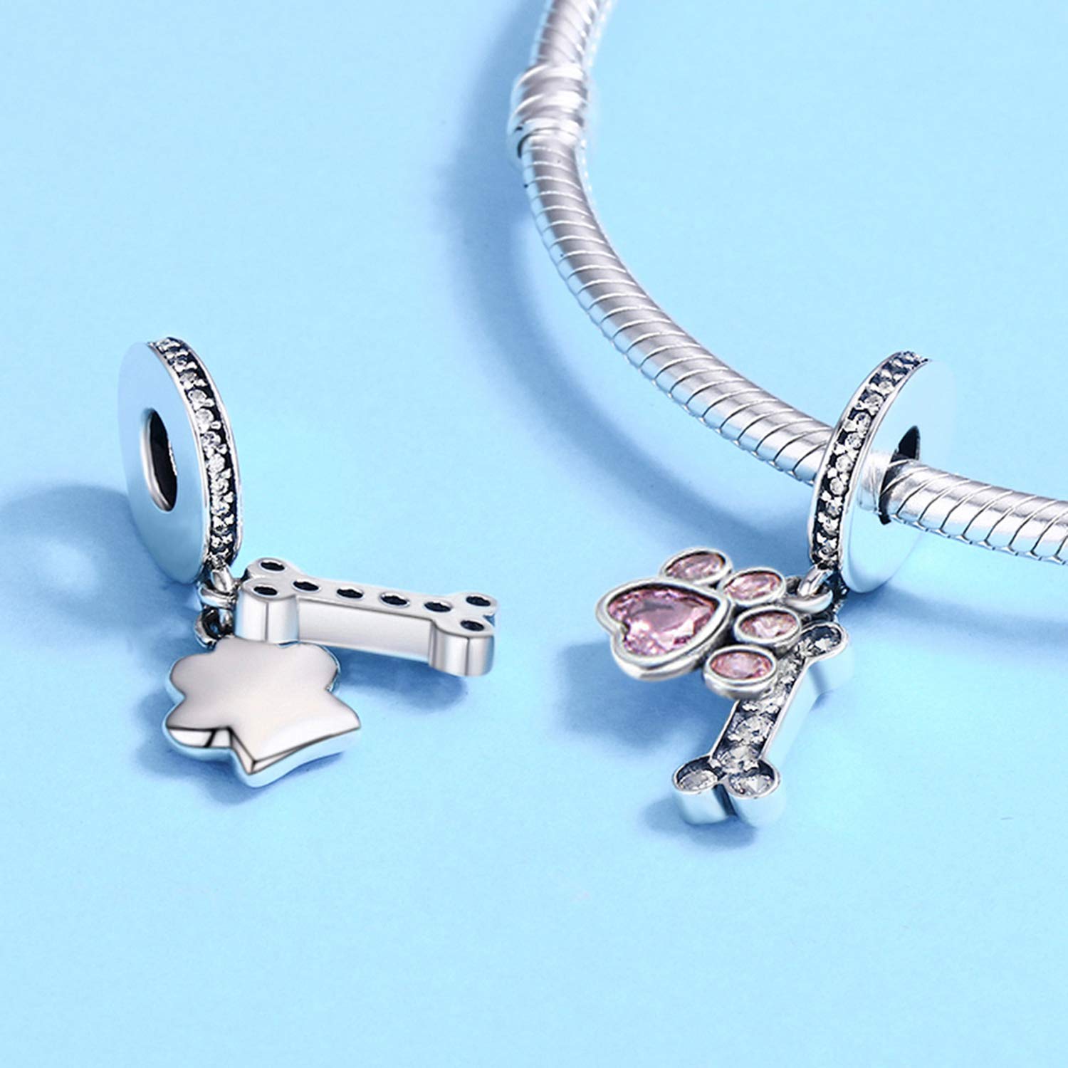 MUERDOU Love Heart Dog Dangle Charm fit Charms Bracelet I Love You to the Moon and Back Charm Gifts for Mother