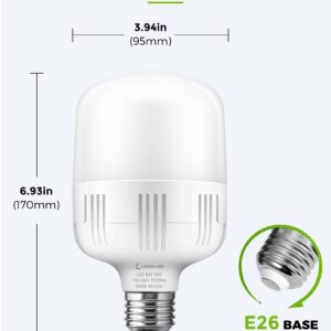 LOHAS Super Bright Light Bulbs, 250-300W Equivalent 3400LM E26 Garage LED Bulb, 5000K Daylight 30 Watt High Lumen LED Bulb w/E39 Adapter for Commercial Warehouse Workshop Factory Backyard Barn, 2 Pack